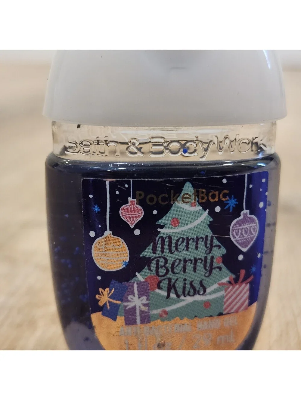 Bath & Body Works MERRY BERRY KISS PocketBac Sanitizer & Snowman Keychain Holder